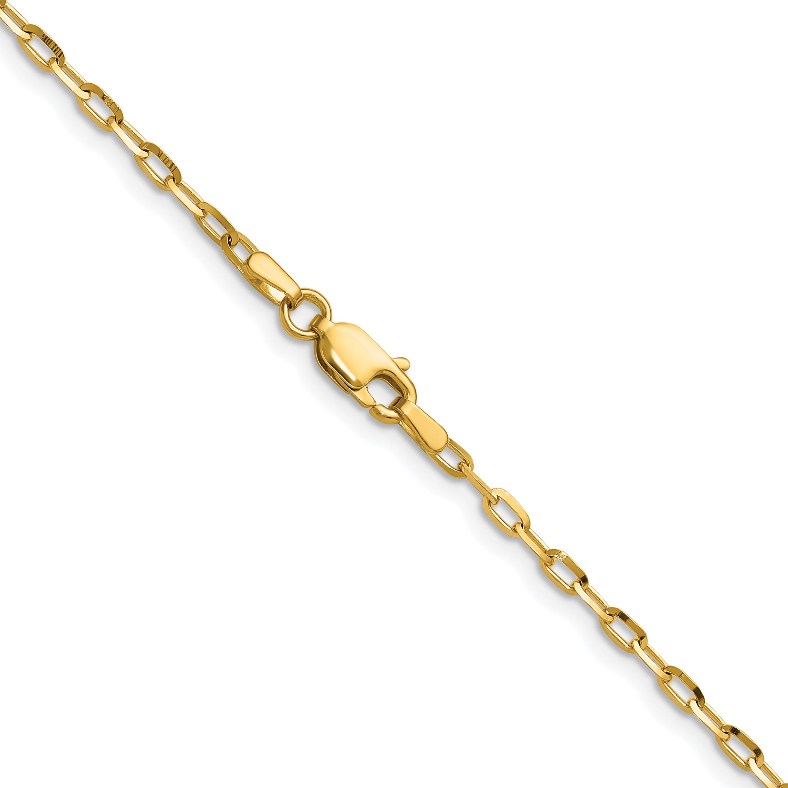 2 Inch 14K Yellow Gold 2.3mm D/C Open Long Link Cable Chain Necklace
