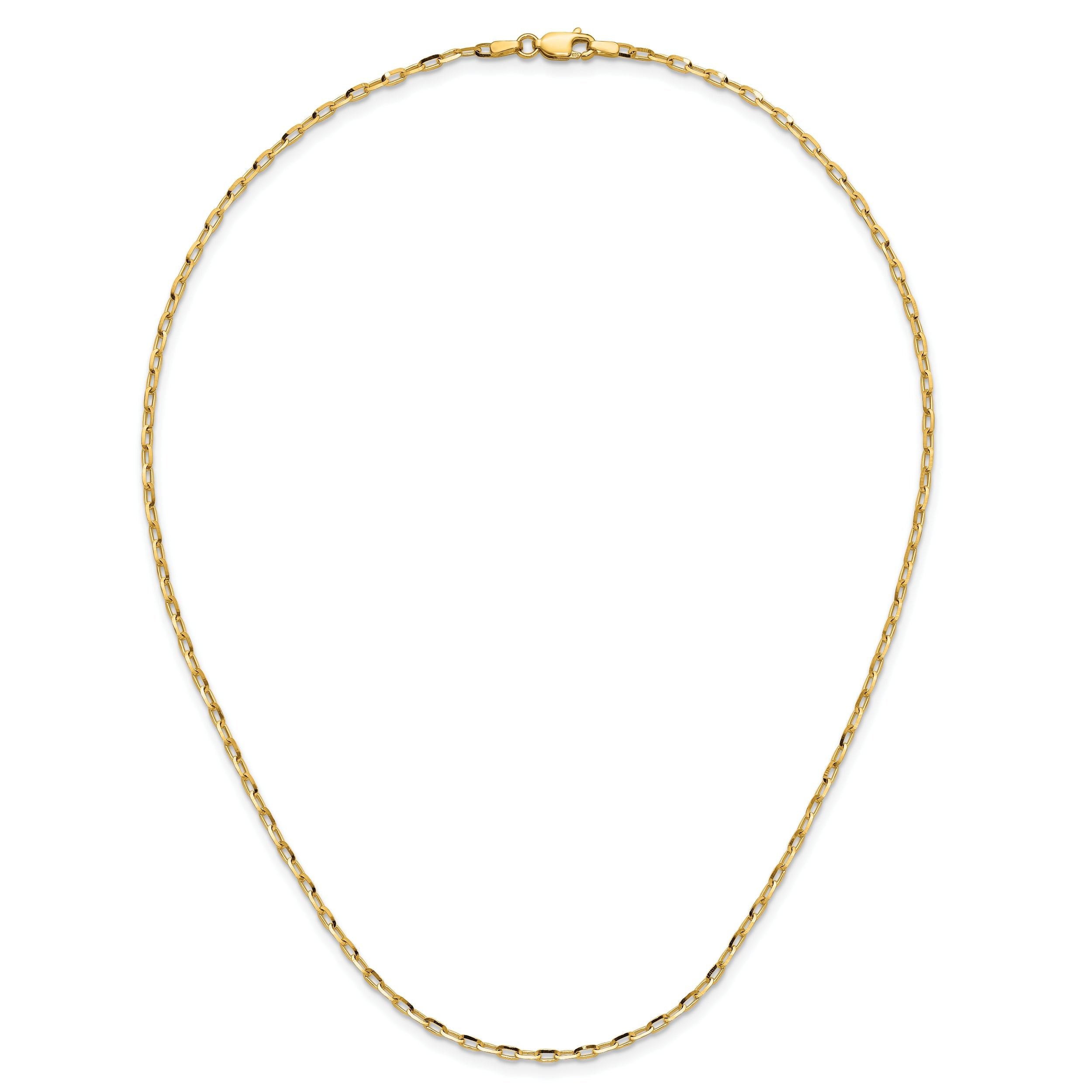 18 Inch 14K Yellow Gold 2.3mm D/C Open Long Link Cable Chain Necklace