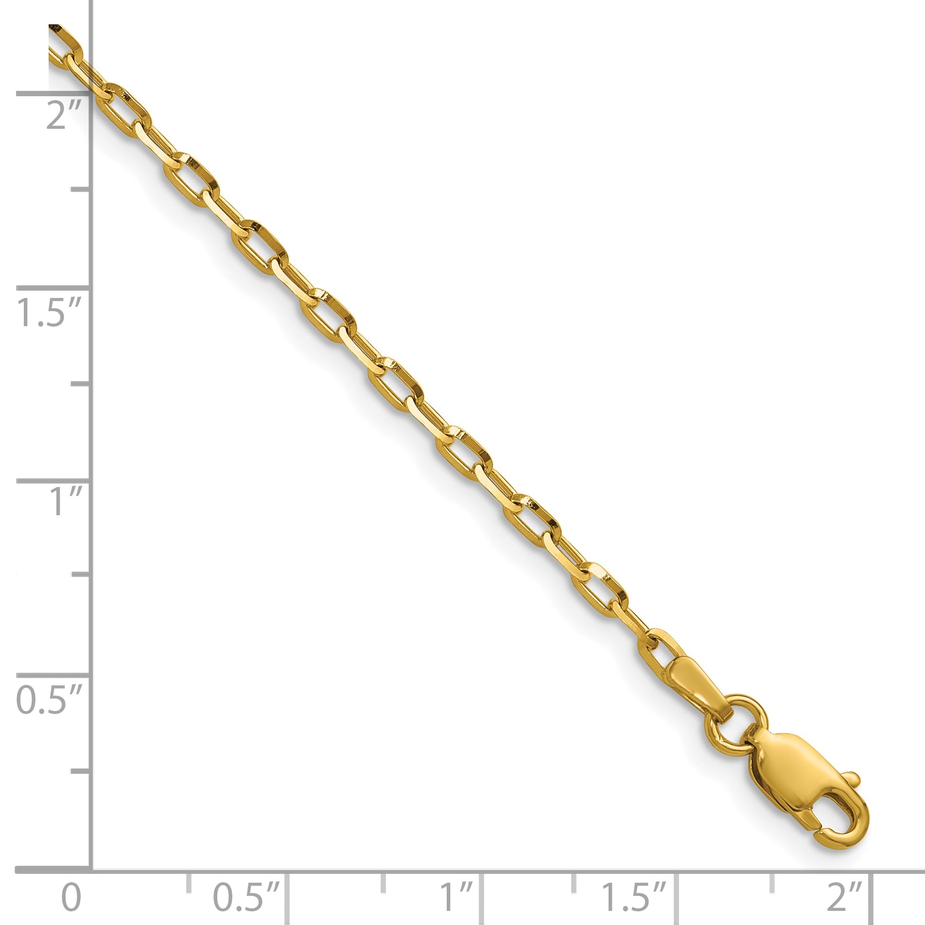 2 Inch 14K Yellow Gold 2.3mm D/C Open Long Link Cable Chain Necklace