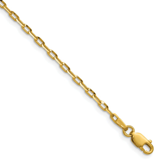 2 Inch 14K Yellow Gold 2.3mm D/C Open Long Link Cable Chain Necklace