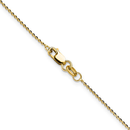2 Inch 14K Yellow Gold 1mm D/C Oval Link Chain Necklace