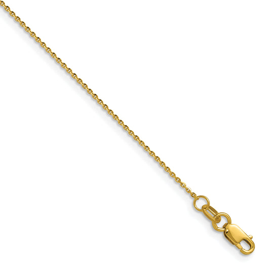 2 Inch 14K Yellow Gold 1mm D/C Oval Link Chain Necklace