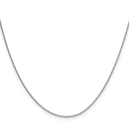 24 Inch 14K White Gold 1mm D/C Oval Link Chain Necklace