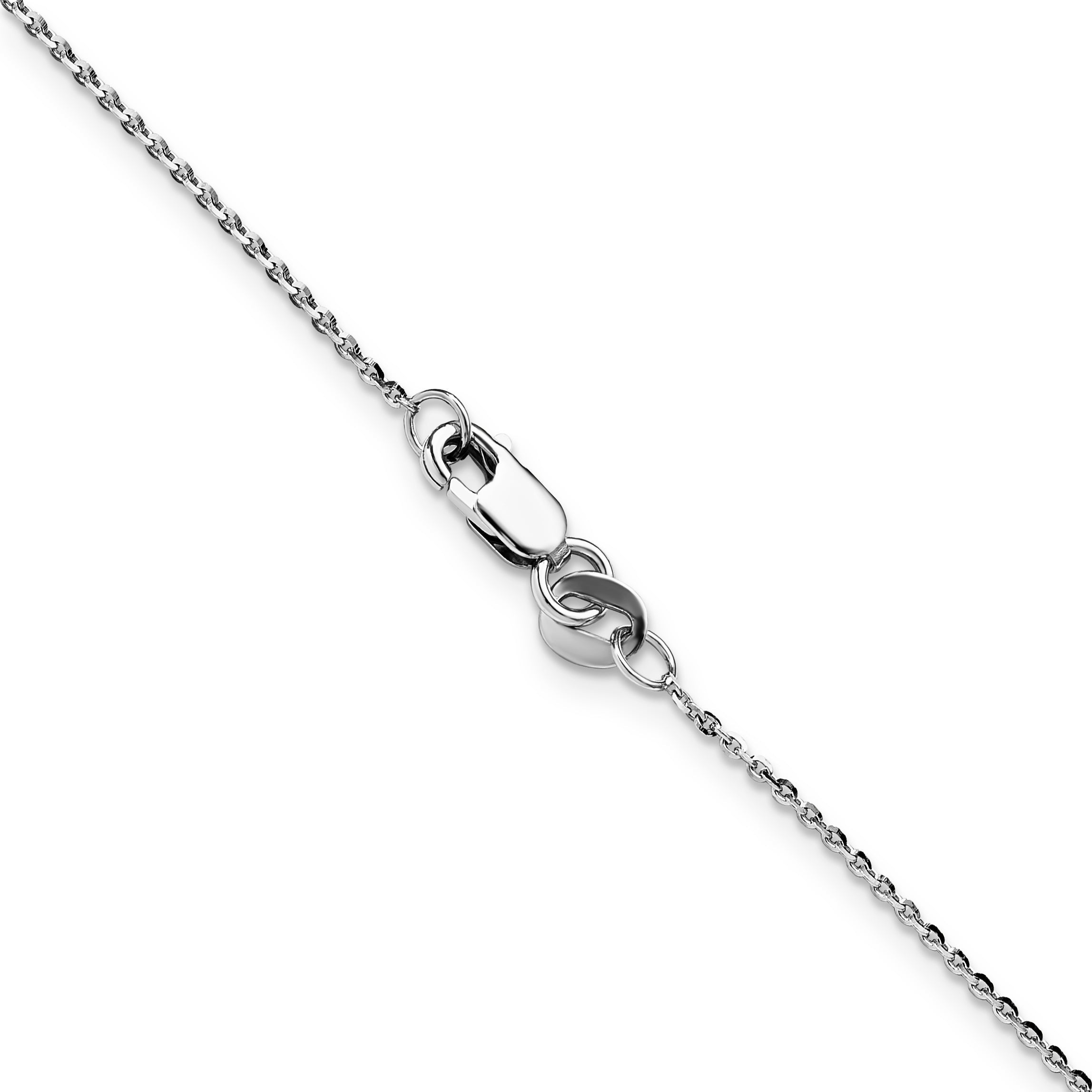 24 Inch 14K White Gold 1mm D/C Oval Link Chain Necklace