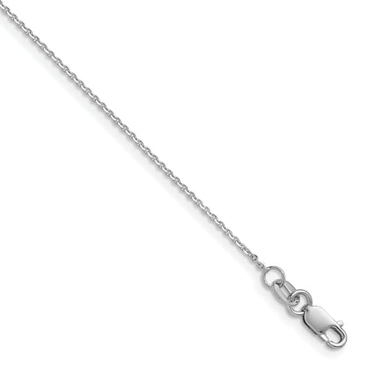 24 Inch 14K White Gold 1mm D/C Oval Link Chain Necklace