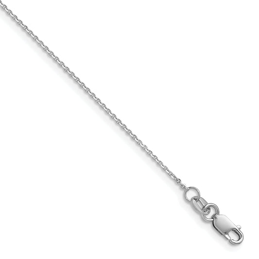 24 Inch 14K White Gold 1mm D/C Oval Link Chain Necklace