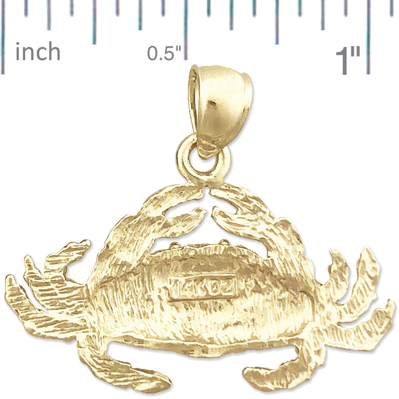 14K Gold Sealife Crab Pendant
