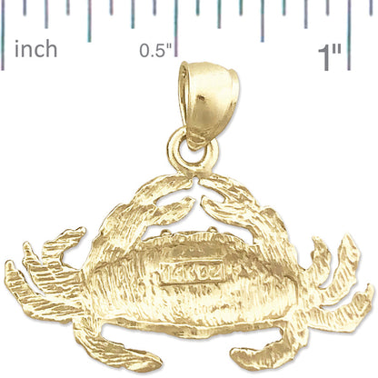 14K Gold Sealife Crab Pendant