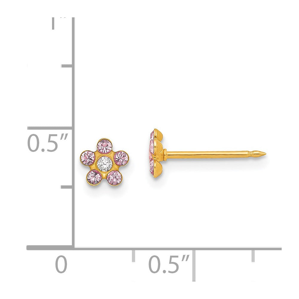 14K Yellow Gold Inverness June Crystal Birthstone Flower Earrings