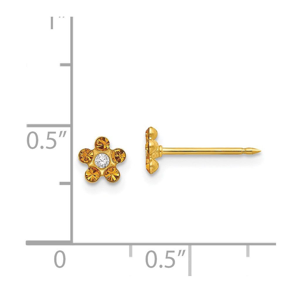 14K Yellow Gold Inverness November Crystal Birthstone Flower Earrings