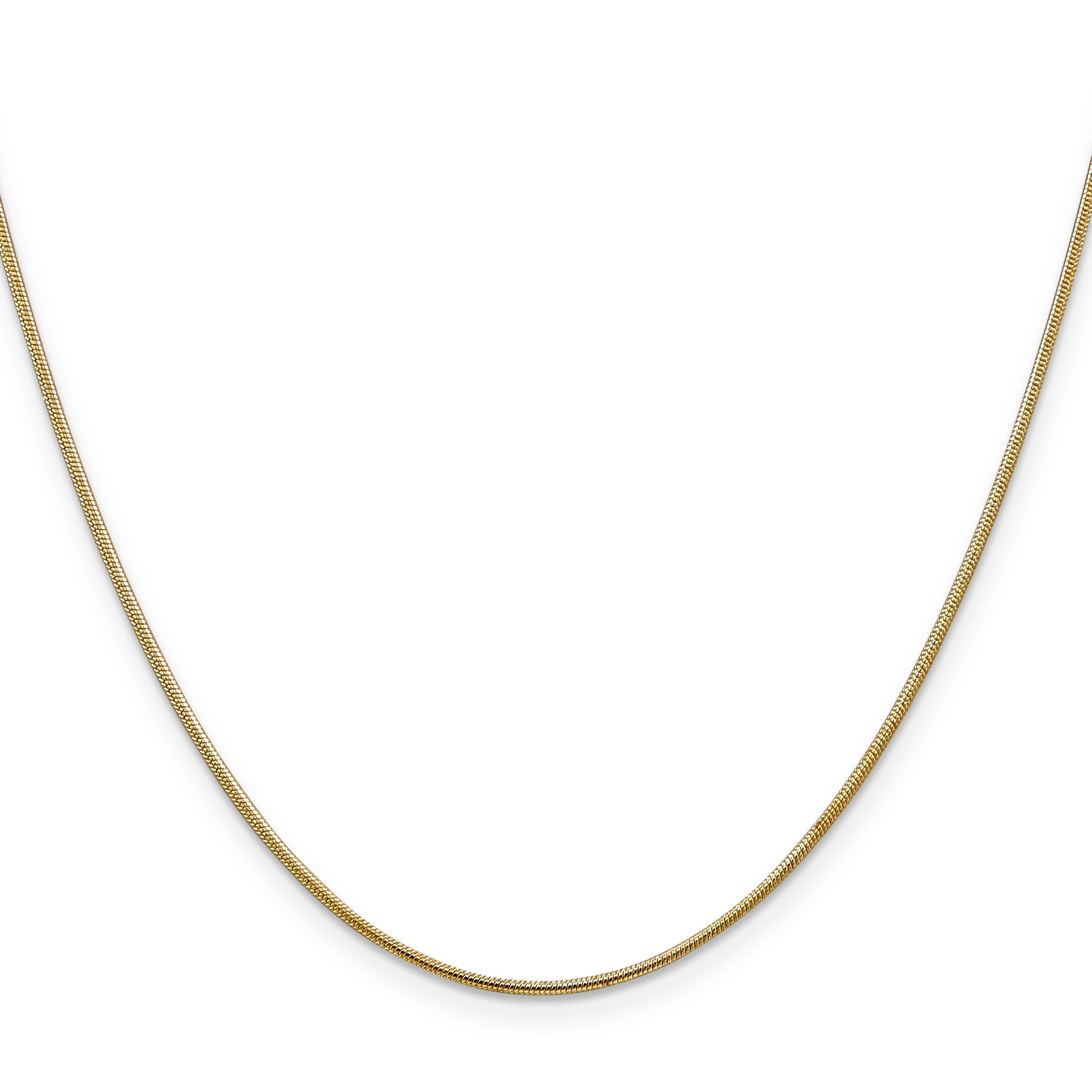 20 Inch 14K 1mm Round Snake Chain Necklace