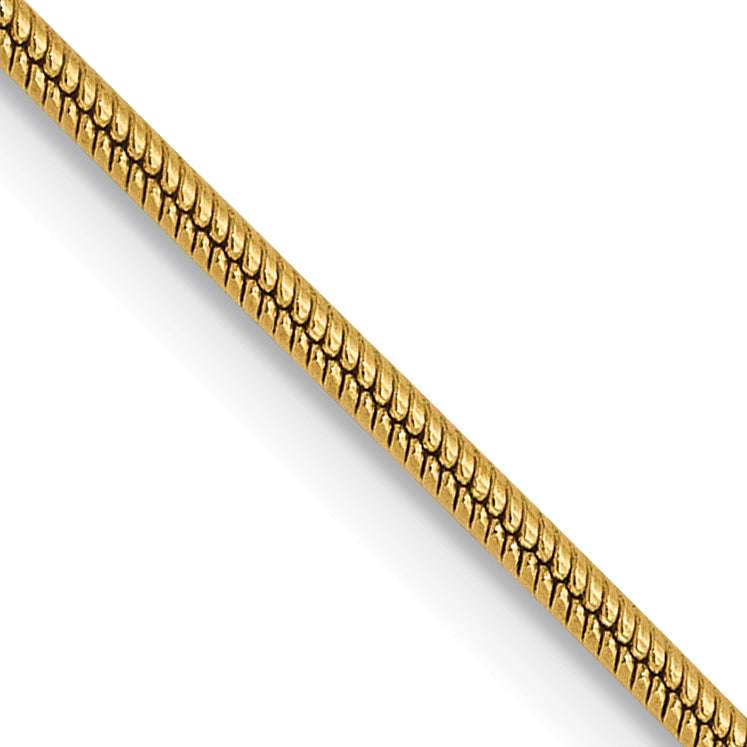 20 Inch 14K 1mm Round Snake Chain Necklace