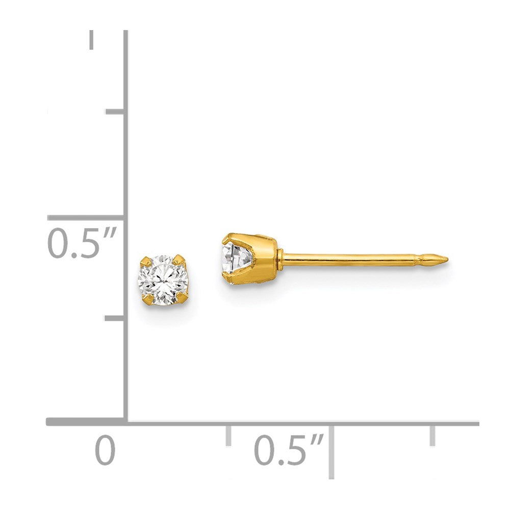 14K Yellow Gold Inverness 3mm Cz Earrings