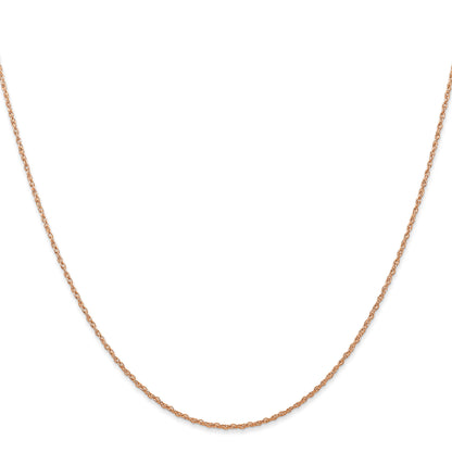 14K Rose Gold 24 Inch Carded .7mm Cable Rope With Spring Ring Clasp Chain Necklace