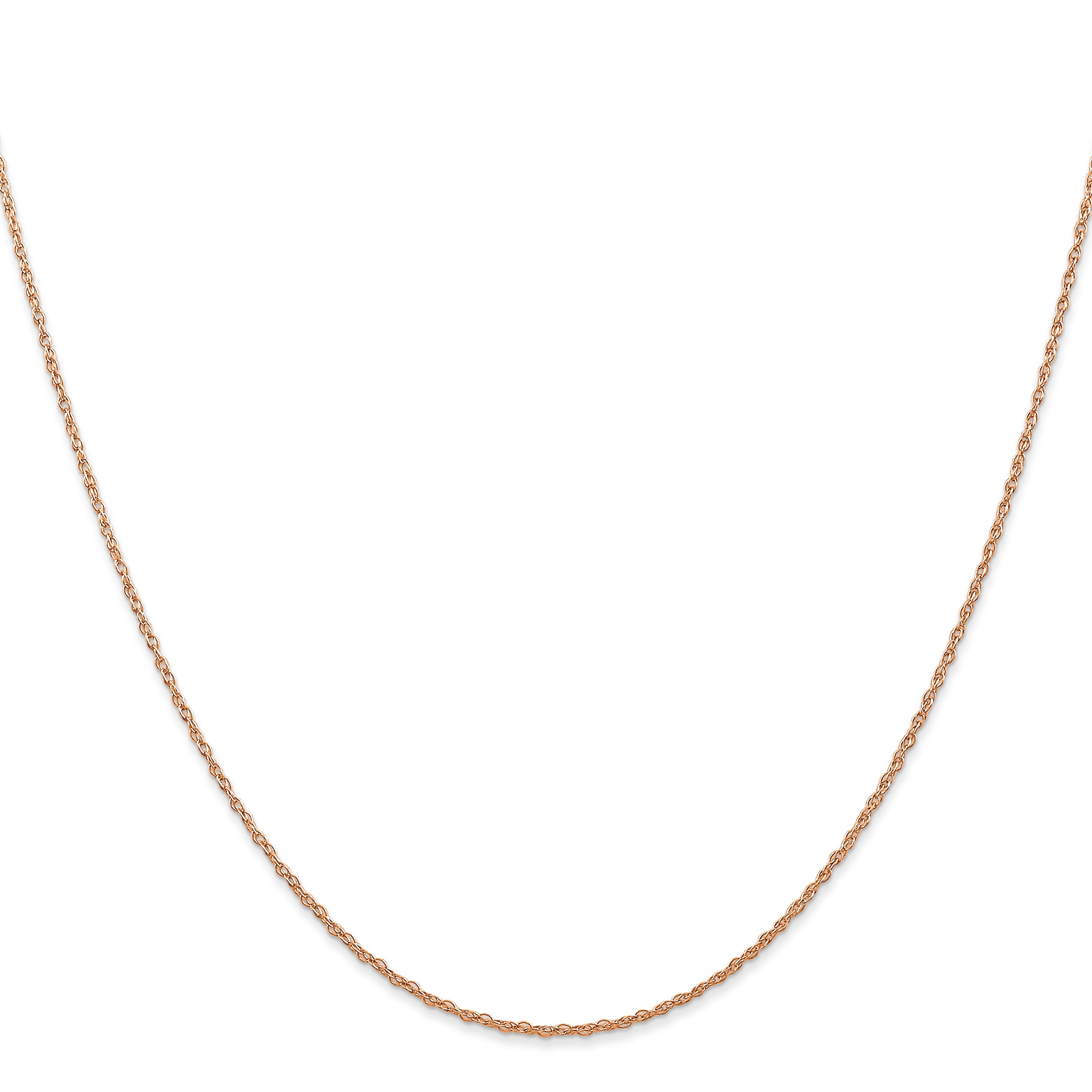 14K Rose Gold 18 Inch Carded .7mm Cable Rope With Spring Ring Clasp Chain Necklace