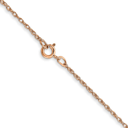 14K Rose Gold 24 Inch Carded .7mm Cable Rope With Spring Ring Clasp Chain Necklace