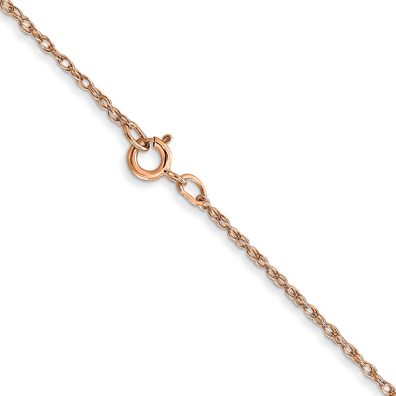 14K Rose Gold 18 Inch Carded .7mm Cable Rope With Spring Ring Clasp Chain Necklace