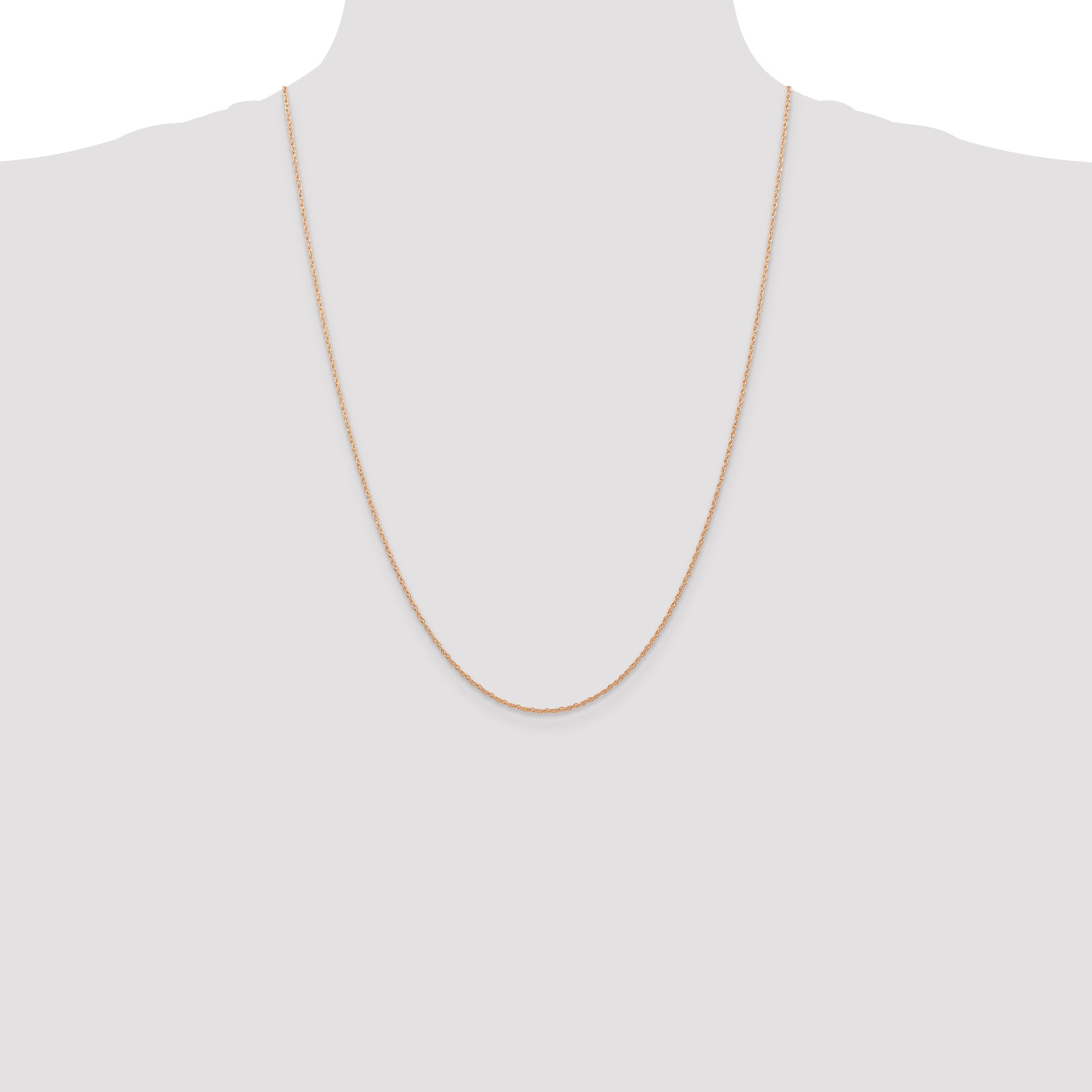 14K Rose Gold 24 Inch Carded .7mm Cable Rope With Spring Ring Clasp Chain Necklace