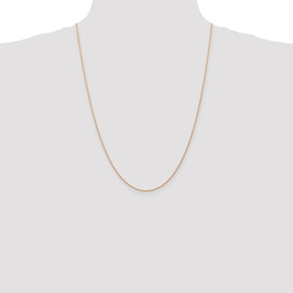 14K Rose Gold 24 Inch Carded .7mm Cable Rope With Spring Ring Clasp Chain Necklace