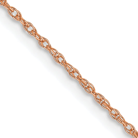 14K Rose Gold 18 Inch Carded .7mm Cable Rope With Spring Ring Clasp Chain Necklace