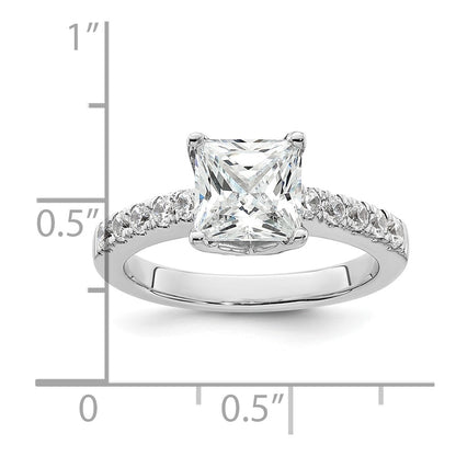True Origin 14K White Gold 3/8 carat Lab Grown Diamond VS+ F+ Semi-Mount Princess Engagement Ring