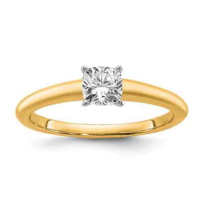 14K Two-Tone Gold Two-tone 3/4 carat Lab Grown Diamond VS+ F+ Cushion Complete Solitaire Engagement Ring