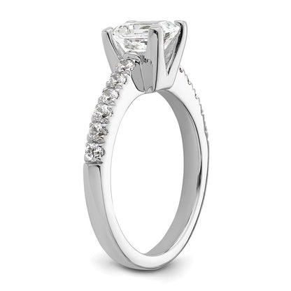 True Origin 14K White Gold 3/8 carat Lab Grown Diamond VS+ F+ Semi-Mount Emerald Engagement Ring