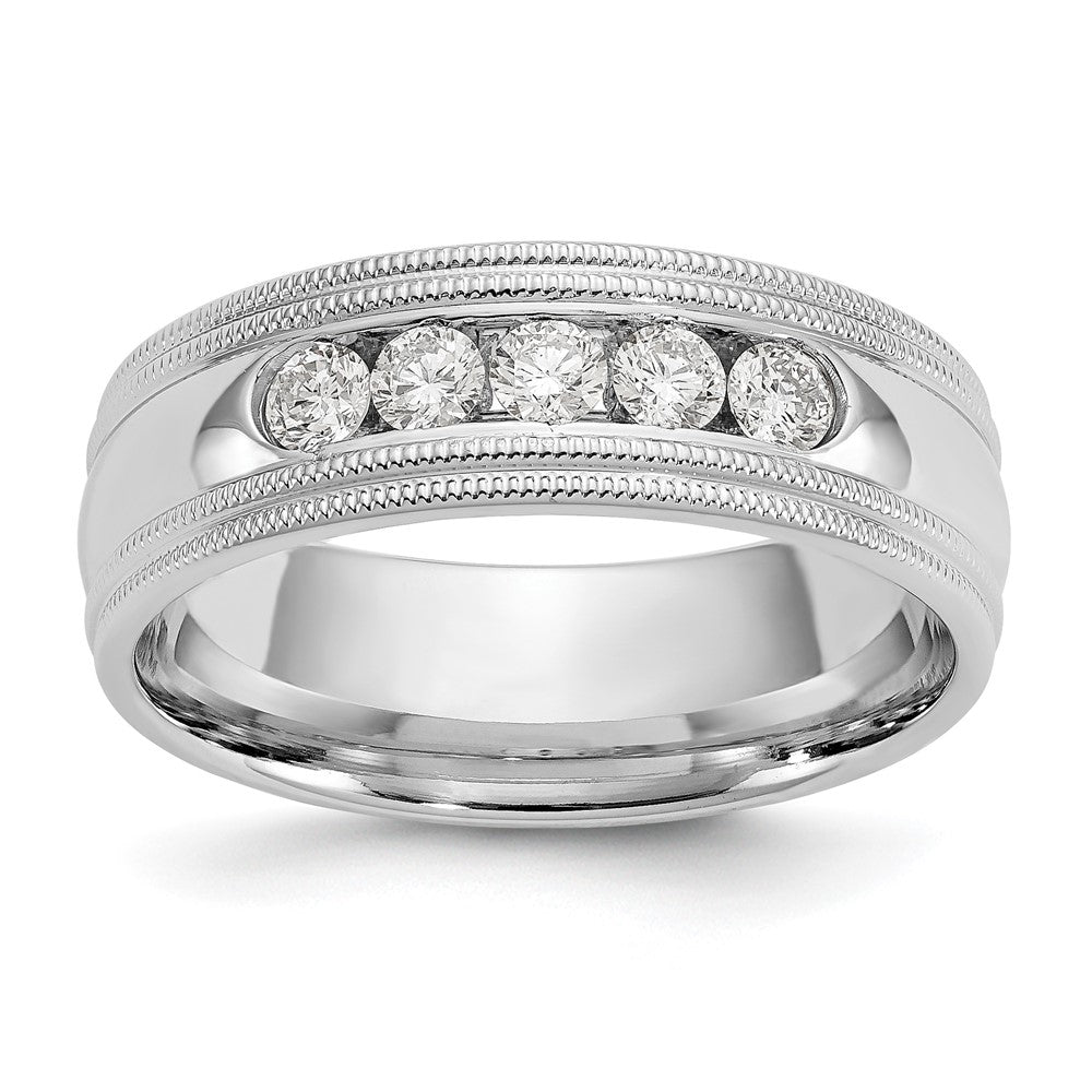 True Origin 14K White Gold 1/2 carat Lab Grown Diamond VS+ F+ Size 9 Complete Double Miligrain Wedding Band Ring