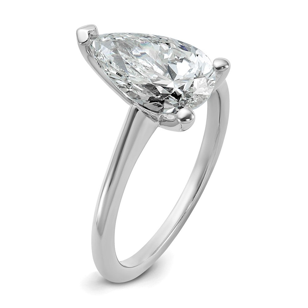 14K White Gold 2 1/2 carat Certified Lab Grown Diamond VS+ F+ Pear Solitaire Complete Engagement Ring