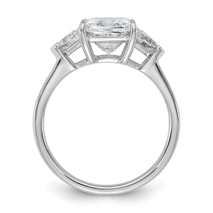 14K White Gold 1/2 carat Lab Grown Diamond VS/SI+ G+ Trillion and 2 carat Princess Center Semi Mount Three Stone Engagement Ring