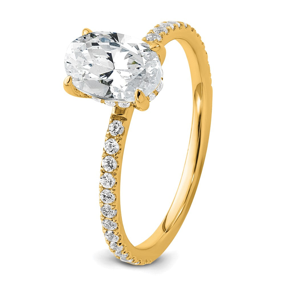 14K Yellow Gold 1 1/3 carat Certified Lab Grown Diamond VS/SI+ G+ Oval Complete Solitaire with Flair Engagement Ring