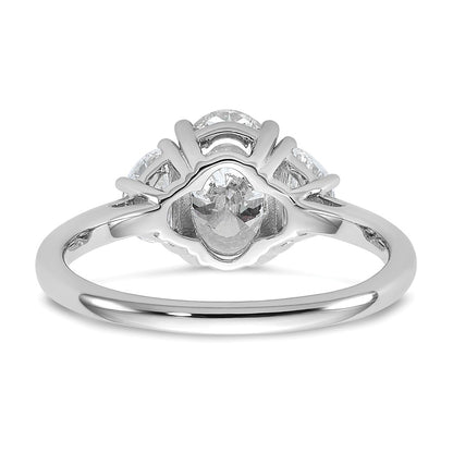 14K White Gold 2 carat Certified Lab Grown Diamond VS/SI+ G+ Complete Oval and Half Moon Three Stone Engagement Ring