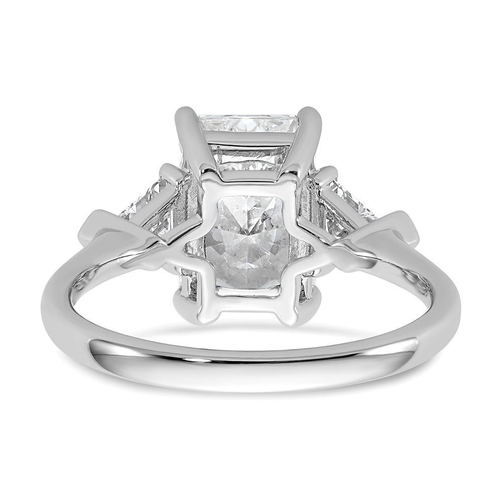 14K White Gold 3 1/8 carat Certified Lab Grown Diamond VS/SI+ G+ Radiant and Triangle Complete Three Stone Engagement Ring