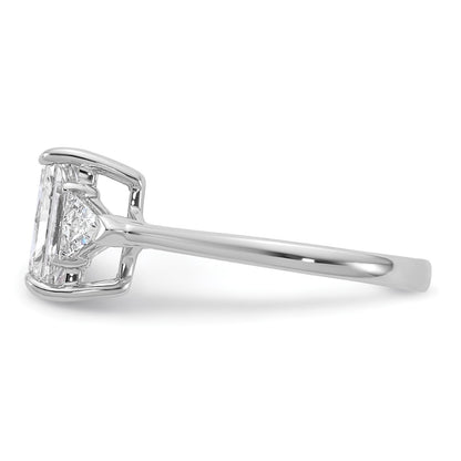 14K White Gold 1/2 carat Lab Grown Diamond VS/SI+ G+ Triangle 2 carat Radiant Center Semi Mount Three Stone Engagement Ring