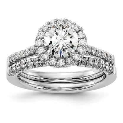 True Origin 14K White Gold 1/3 carat Lab Grown Diamond VS+ F+ Semi-Mount Round Halo Engagement Ring