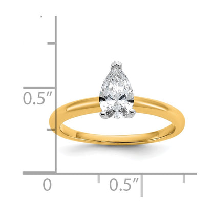 14K Two-Tone Gold Two-tone 3/4 carat Certified Lab Grown Diamond VS+ F+ Pear Solitaire Complete Engagement Ring