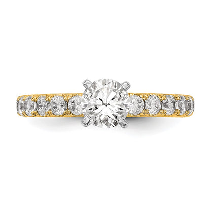 True Origin 14K Yellow Gold 5/8 carat Lab Grown Diamond VS+ F+ Semi-Mount Peg Set Engagement Ring