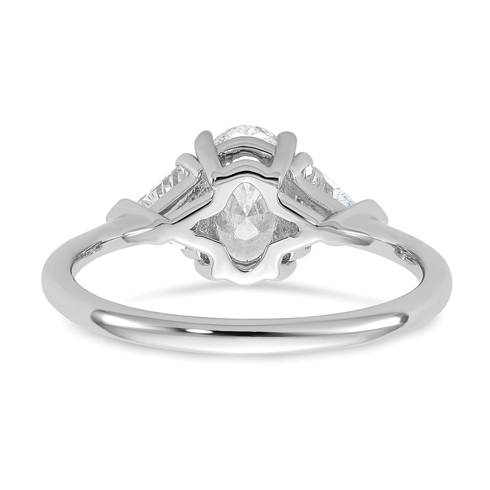 14K White Gold 1 1/2 carat Certified Lab Grown Diamond VS+ F+ Complete Oval and Trillion Three Stone Engagement Ring