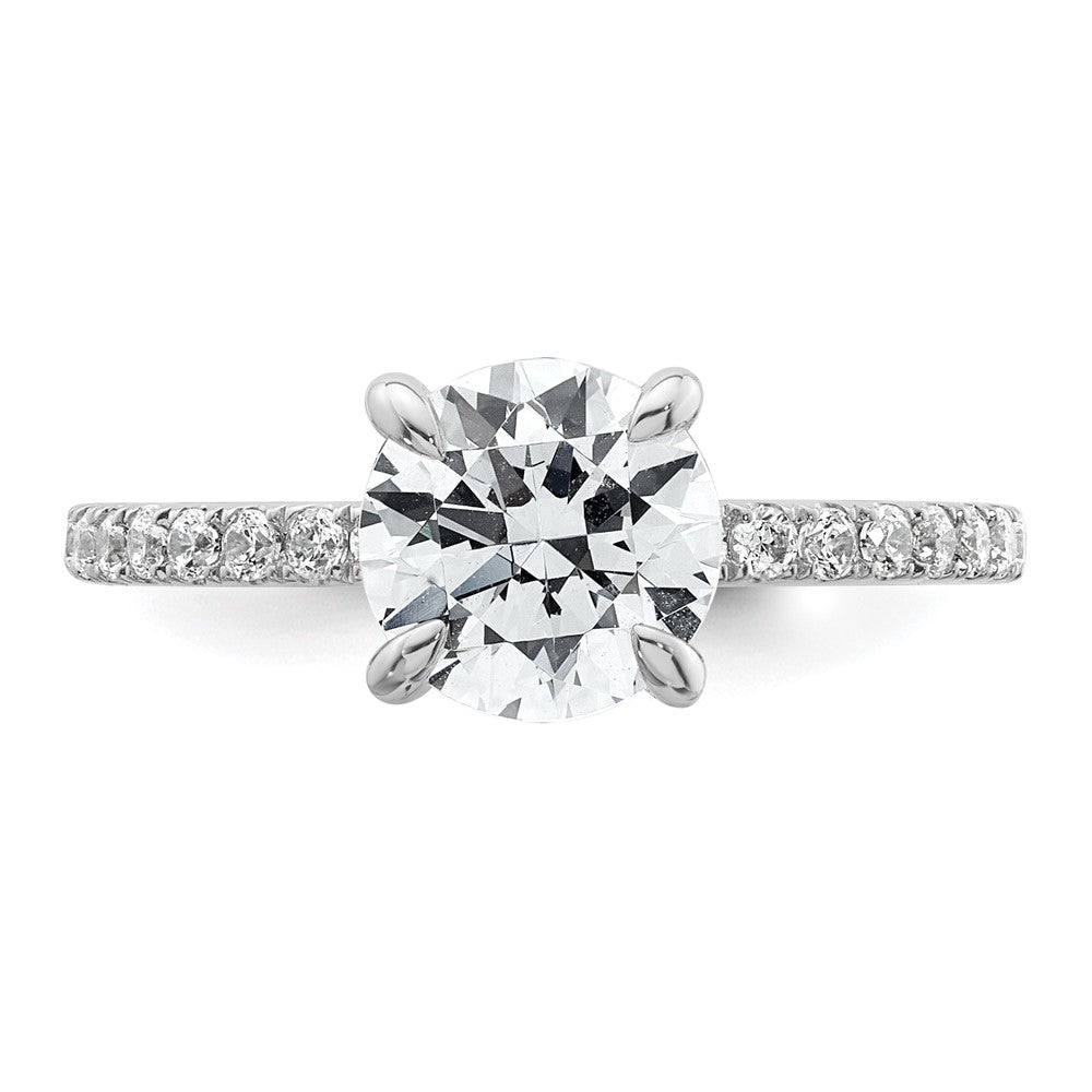 14K White Gold 2 carat Certified Lab Grown Diamond VS+ F+ Round Complete Solitaire with Flair Engagement Ring