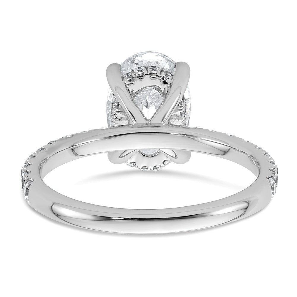 14K White Gold 2 5/8 carat Certified Lab Grown Diamond VS/SI+ G+ Oval Complete Solitaire with Flair Engagement Ring
