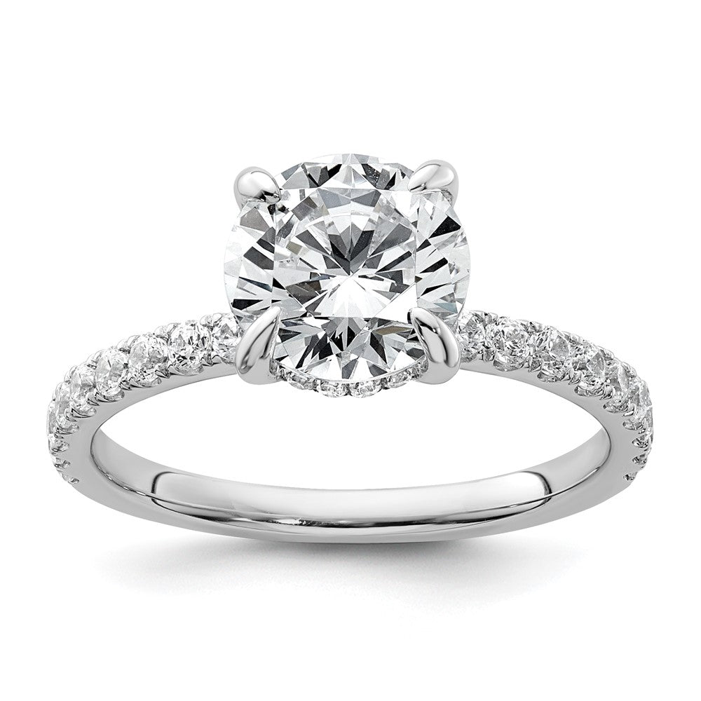 14K White Gold 2 3/8 carat Certified Lab Grown Diamond VS+ F+ Round Complete Solitaire with Flair Engagement Ring