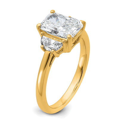 14K Yellow Gold 1/2 carat Lab Grown Diamond VS/SI+ G+ Half Moon 2 carat Radiant Center Semi Mount Engagement Ring