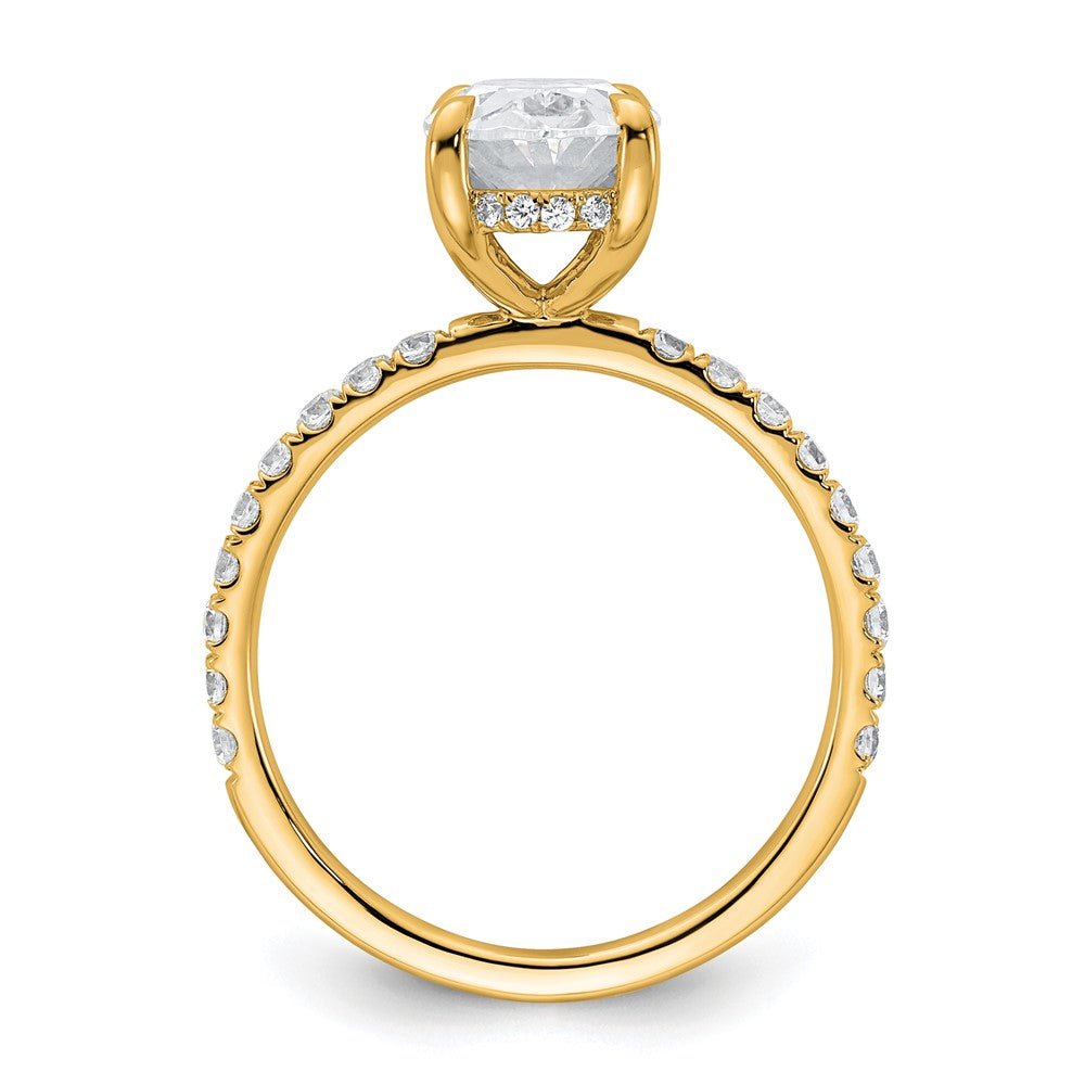 14K Yellow Gold 2 5/8 carat Certified Lab Grown Diamond VS/SI+ G+ Oval Complete Solitaire with Flair Engagement Ring