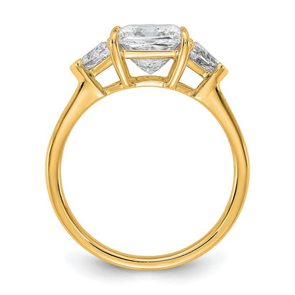 14K Yellow Gold 1/2 carat Lab Grown Diamond VS/SI+ G+ Trillion and 2 carat Princess Center Semi Mount Three Stone Engagement Ring