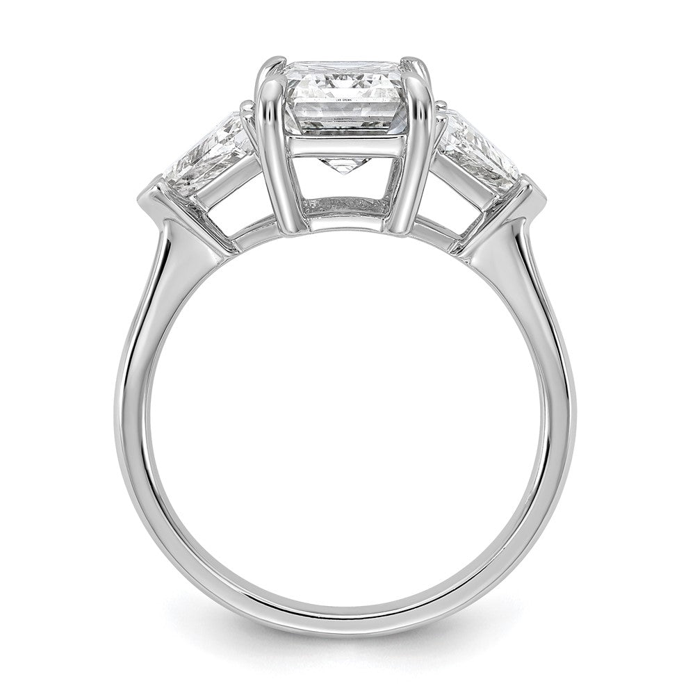 14K White Gold 5/8 carat Lab Grown Diamond VS/SI+ G+ Triangle 3 carat Radiant Center Semi Mount Three Stone Engagement Ring