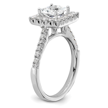 True Origin 14K White Gold 3/4 carat Lab Grown Diamond VS+ F+ Semi-Mount Princess Halo Engagement Ring
