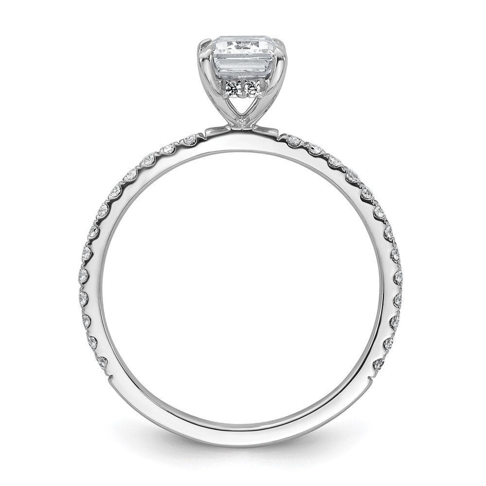 14K White Gold 1 3/8 carat Certified Lab Grown Diamond VS+ F+ Emerald Complete Solitaire with Flair Engagement Ring