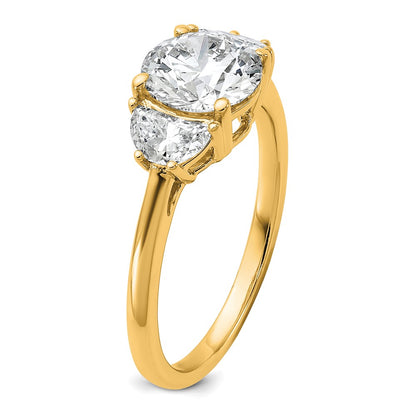 14K Yellow Gold 2 carat Certified Lab Grown Diamond VS+F+ Round Complete Three Stone Engagement Ring