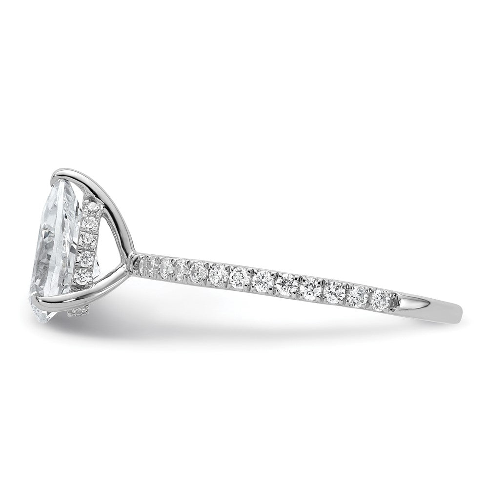 14K White Gold 1 3/8 carat Certified Lab Grown Diamond VS/SI+ G+ Pear Complete Solitaire with Flair Engagement Ring