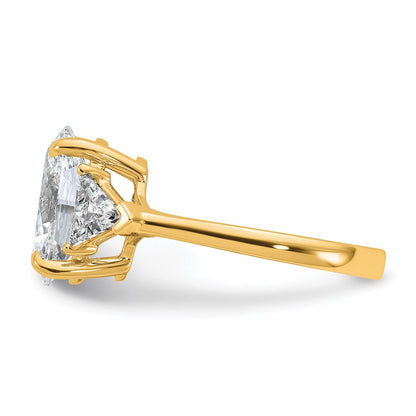 14K Yellow Gold 4 1/8 carat Certified Lab Grown Diamond VS/SI+ G+ Complete Oval and Trillion Three Stone Engagement Ring